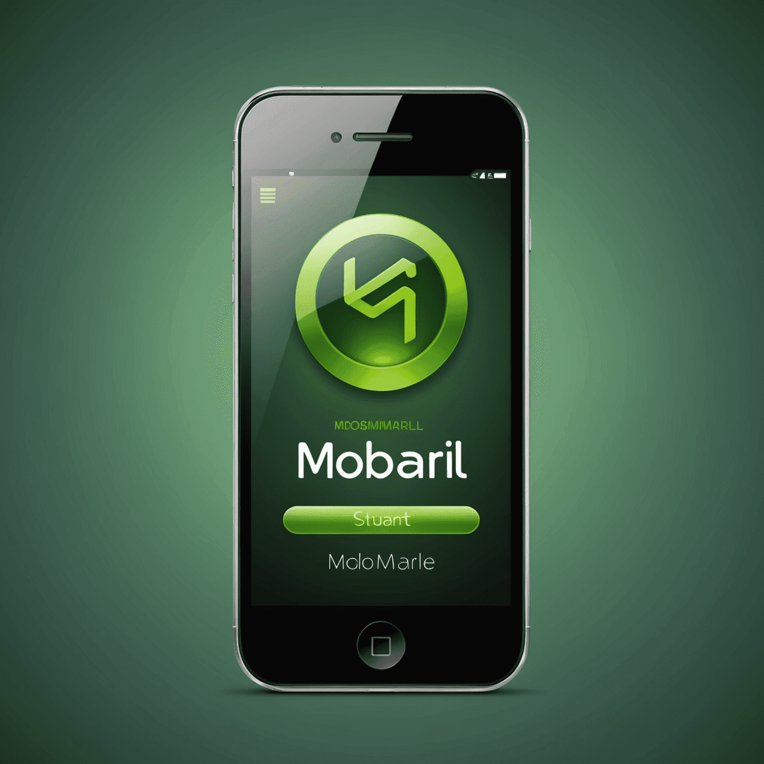 شعار mobimarll - واجهة هاتف محمول بتصميم أخضر أنيق