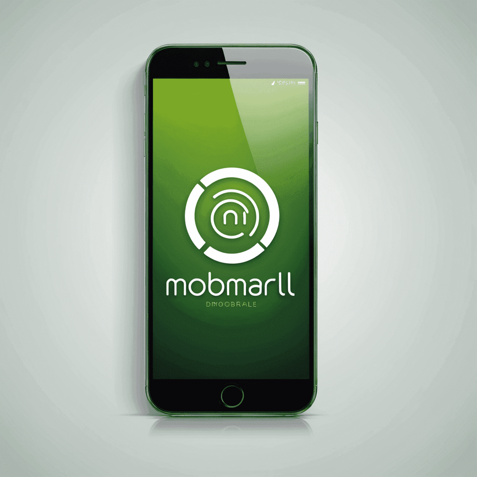 شعار mobimarll - واجهة هاتف محمول بتصميم أخضر أنيق