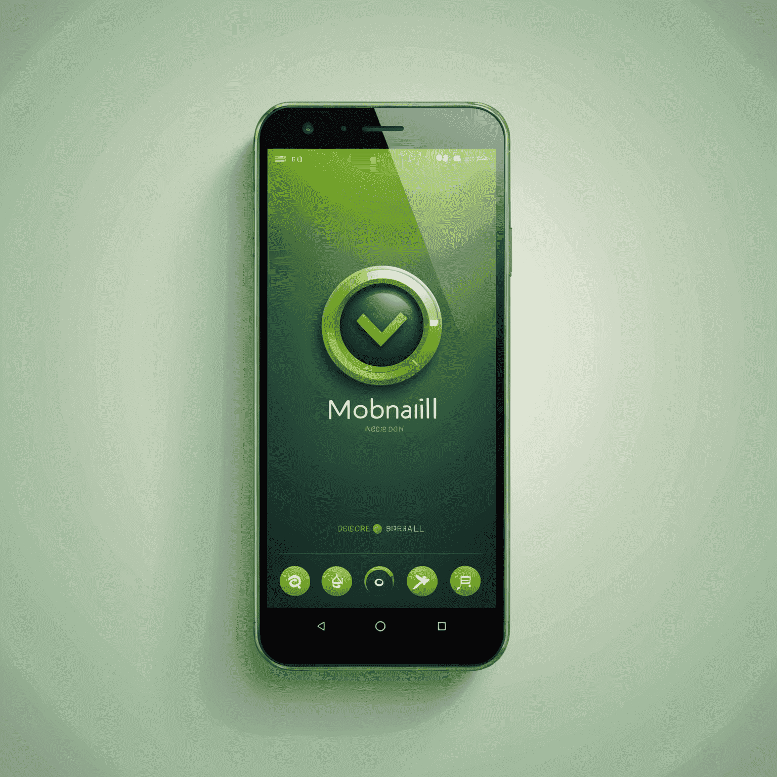 شعار mobimarll - واجهة هاتف محمول بتصميم أخضر أنيق