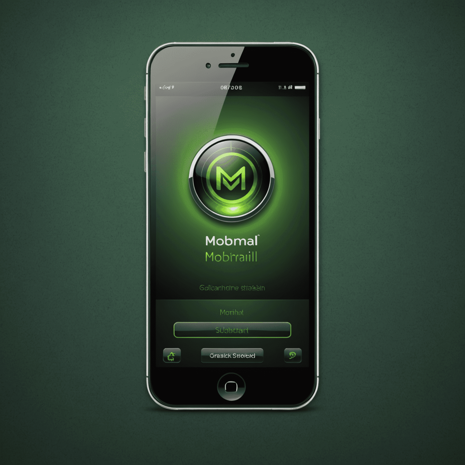 شعار mobimarll - واجهة هاتف محمول بتصميم أخضر أنيق