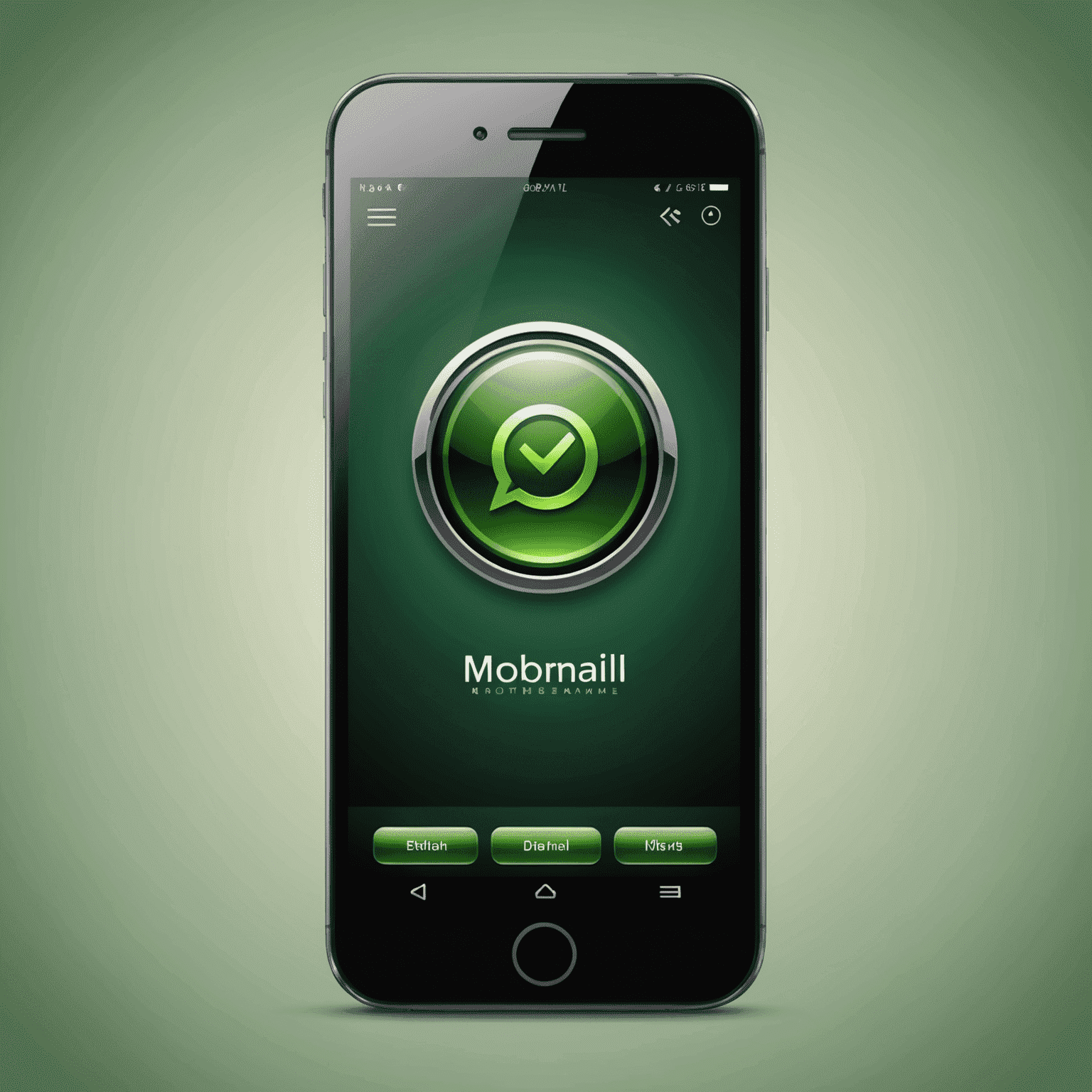 شعار mobimarll - واجهة هاتف محمول بتصميم أخضر أنيق