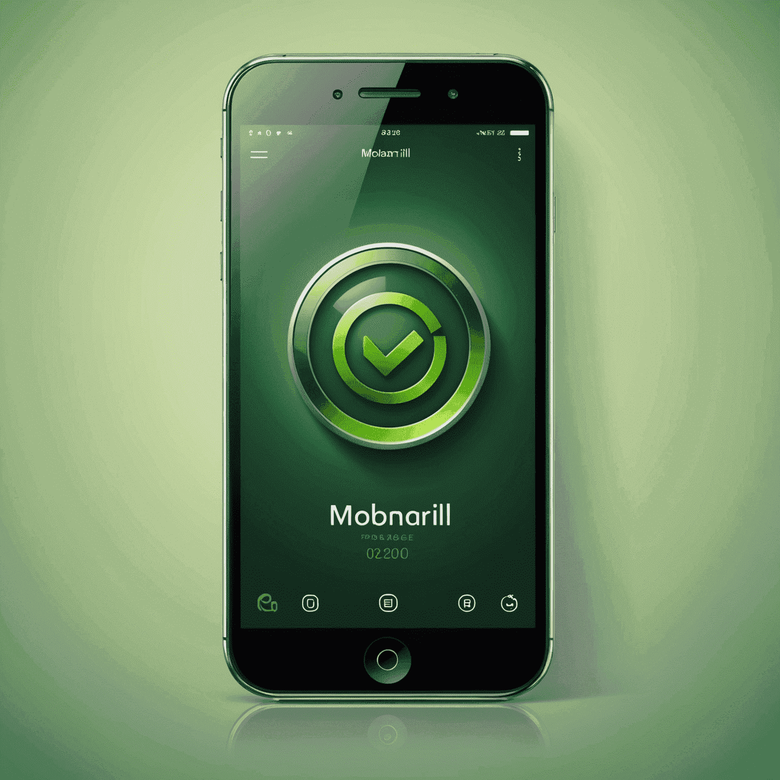 شعار mobimarll - واجهة هاتف محمول بتصميم أخضر أنيق